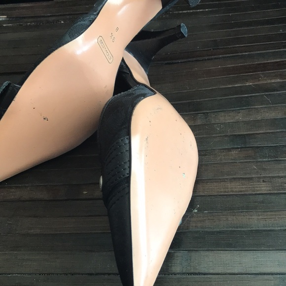 🚨B2G1 COACH Black & Chrome Coach Signature Monogram Heels(Vintage) - Picture 11 of 12
